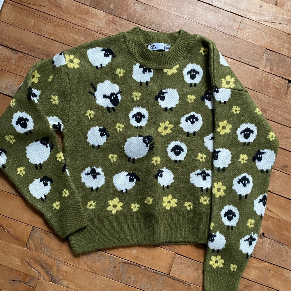 Green Sheep Pattern Sweater